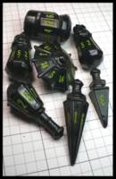 Dice : Dice - Dice Sets - Polyhero Warrior Black with Green Numerals - Dark Ages